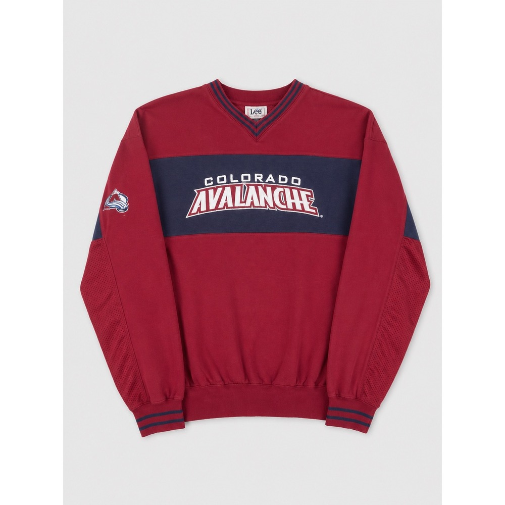 Vintage Lee Sport Colorado Avalanche Sweatshirt XL Burgundy Navy NHL V-Neck